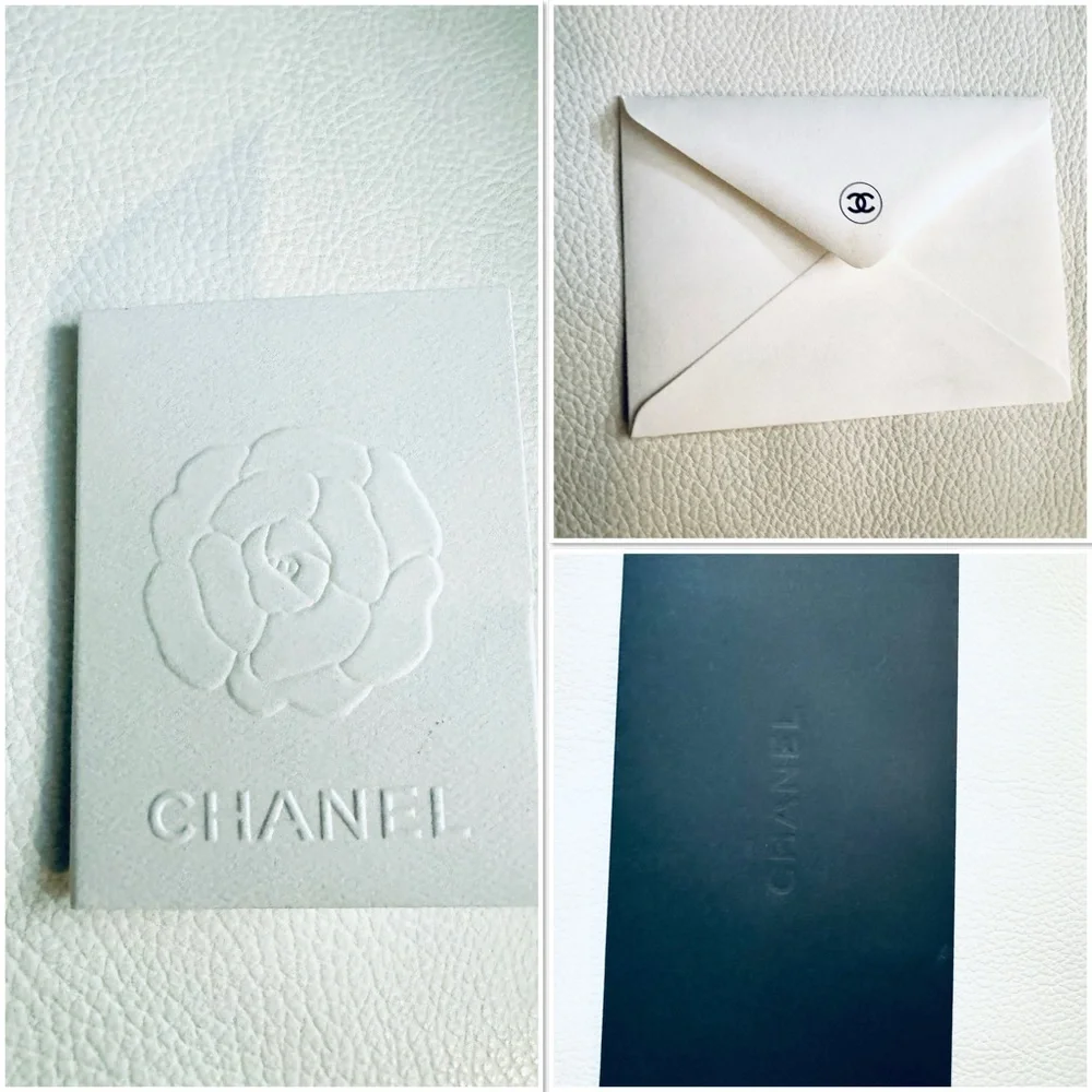 Chanel Receipt holders in camelia and black and an envelope